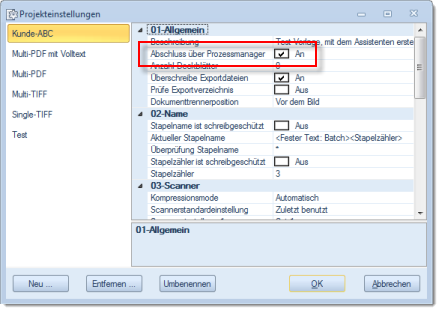 Projekteinstellungen